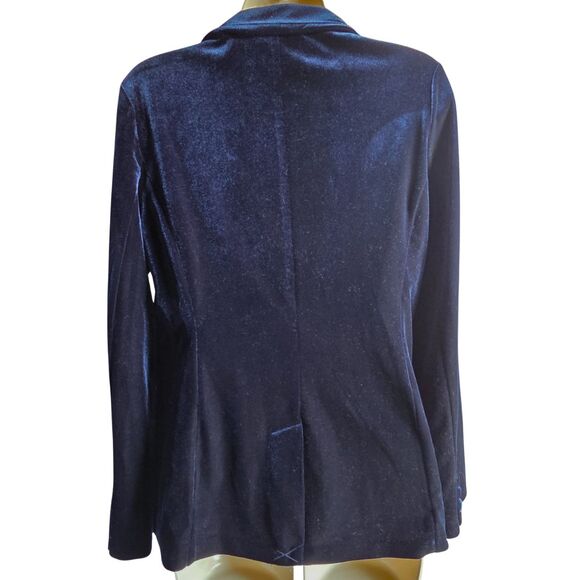 TAHARI Navy Blue Velvet Blazer Jacket | Single Button Formal Office Small (S) - Picture 8 of 13